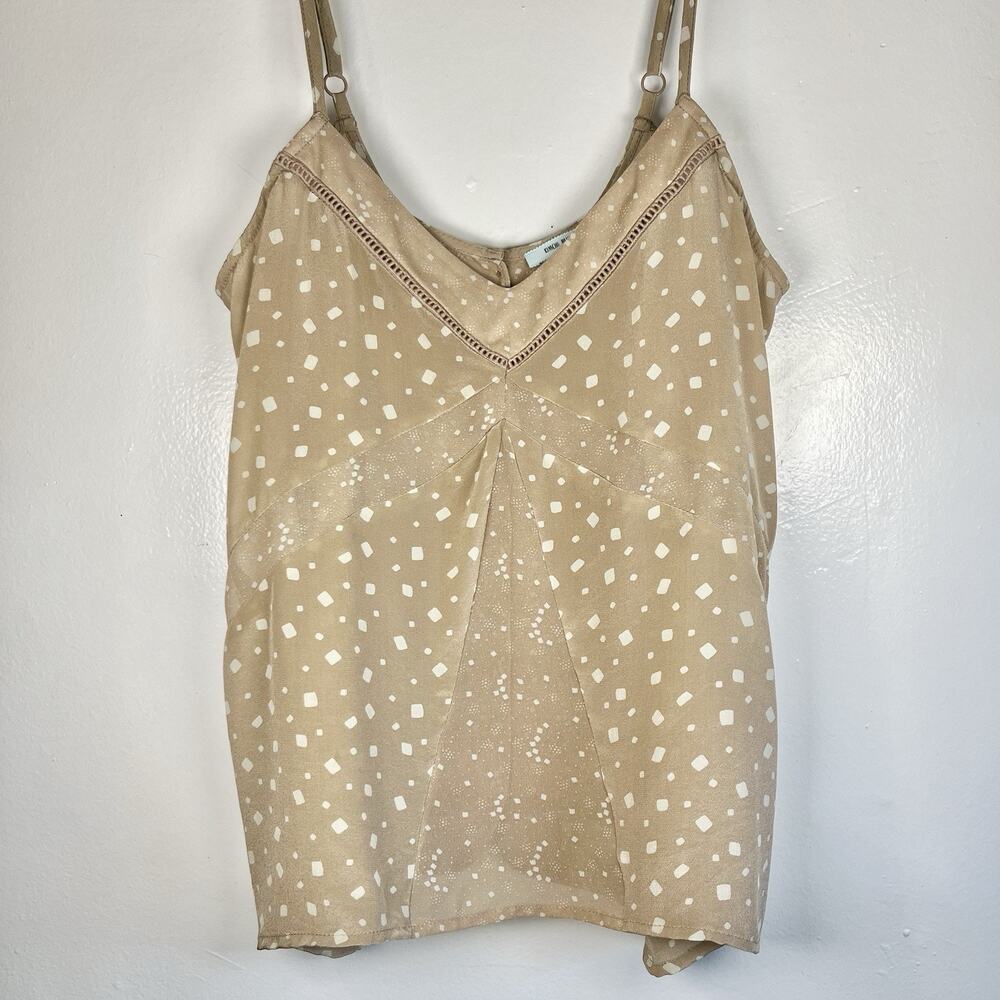Kimchi Blue Silk Blend Cami Tank Top Button Back Geometric Print Lightweight S